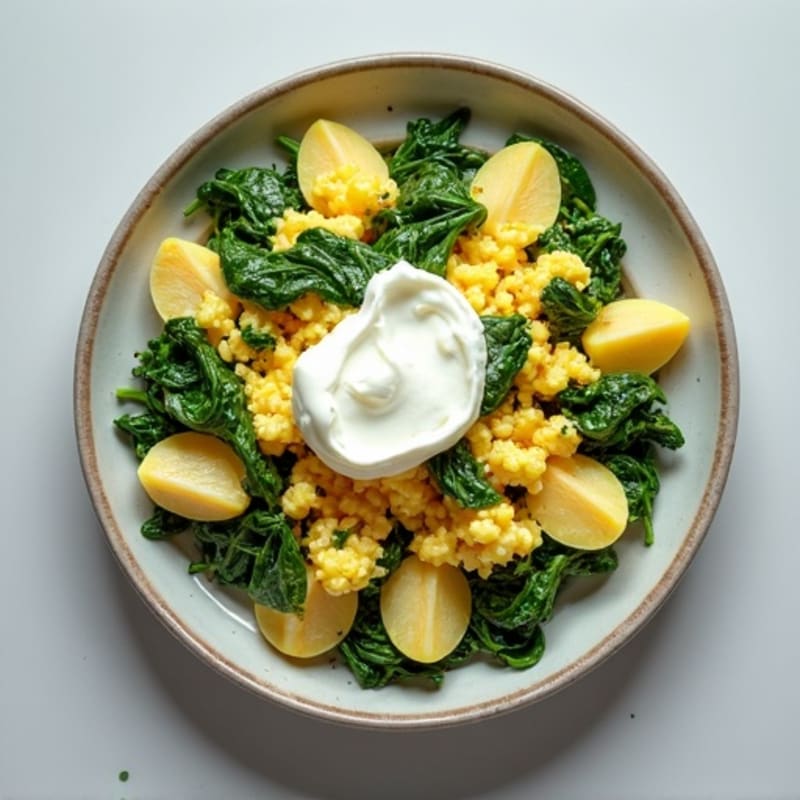 Egg White and Spinach Scramble with Cottage Cheese