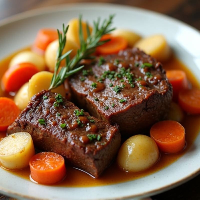 Garlic-Herb Braised Pot Roast with Root Vegetables