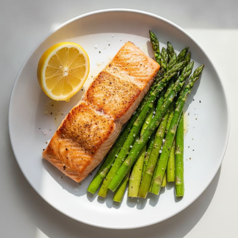 Pan-Seared Salmon with Roasted Asparagus