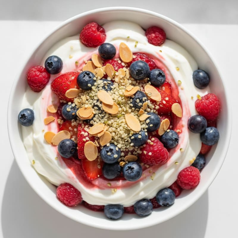 Vanilla Greek Yogurt Protein Parfait with Mixed Berries
