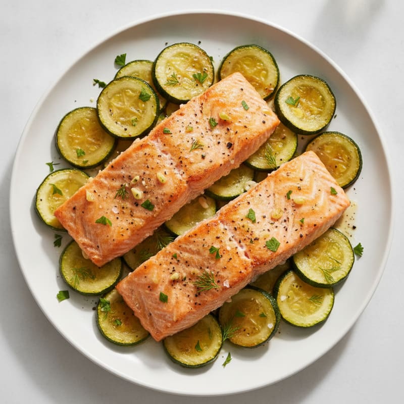 Lemon Herb Baked Salmon and Zucchini