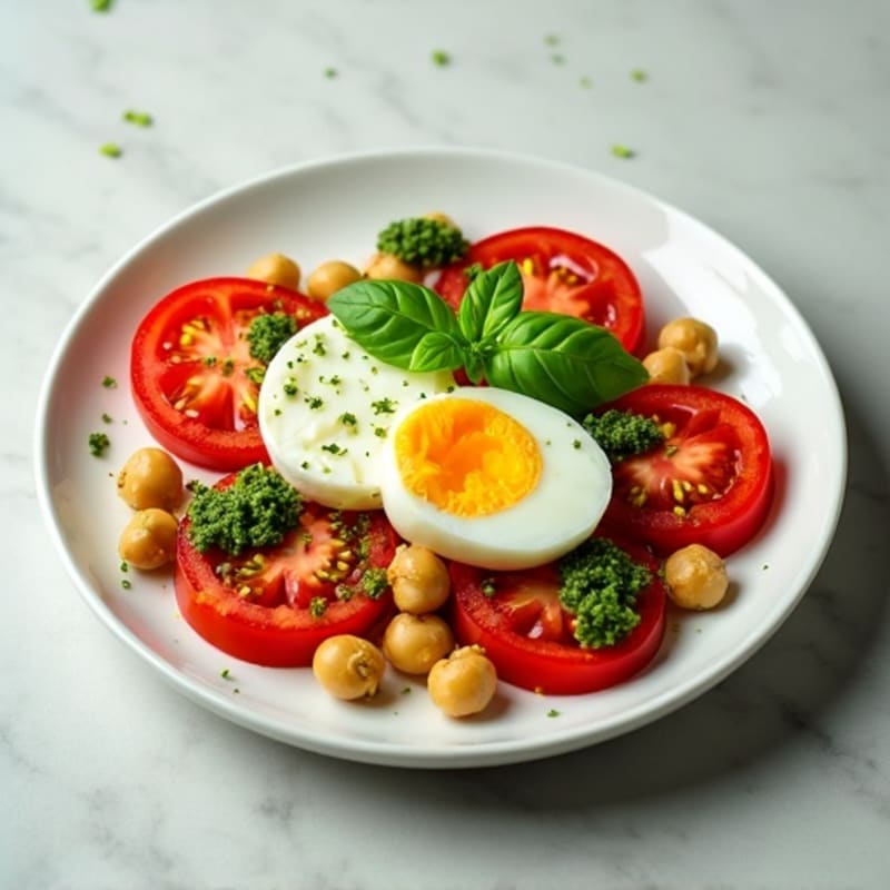 Fresh Tomato and Creamy Mozzarella Salad with Basil Pesto