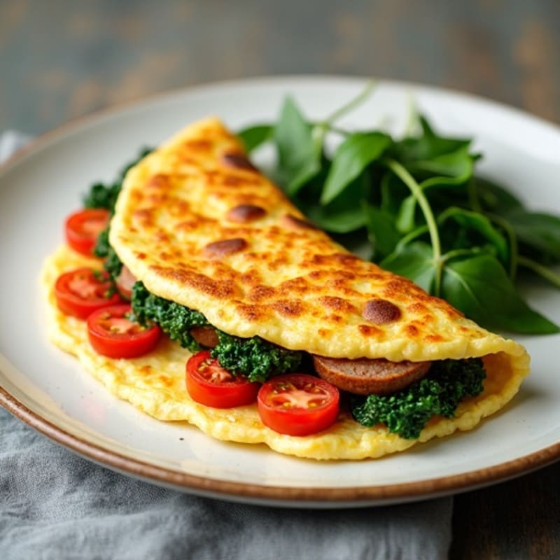 Fluffy Egg White Omelette with Turkey Sausage