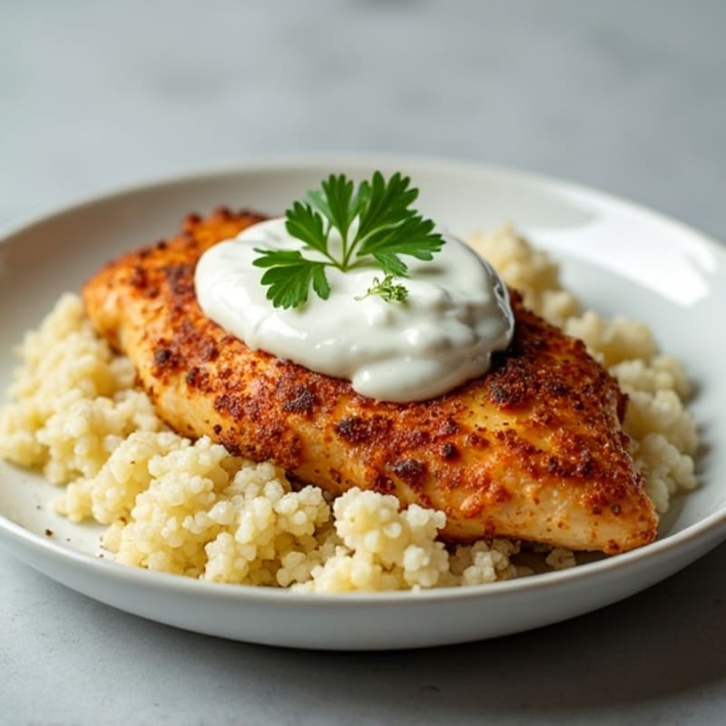 Creamy Yogurt-Spiced Chicken with Cauliflower Rice