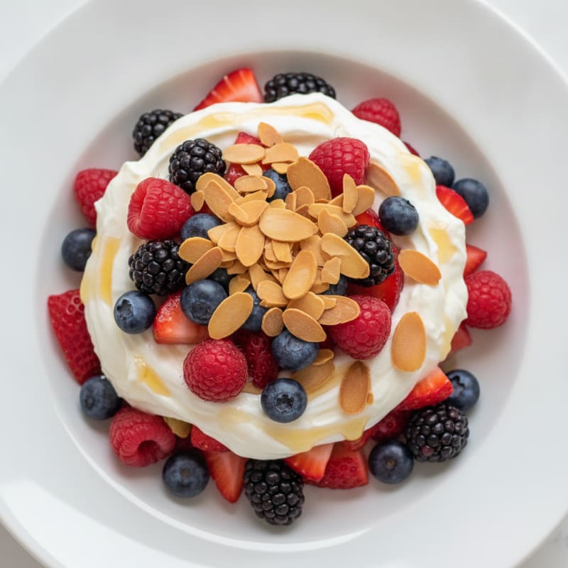 Greek Yogurt Protein Parfait with Berries and Almonds