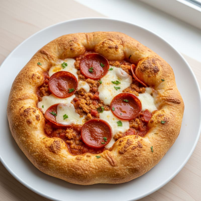 Golden Crispy Pepperoni Stuffed Pizza