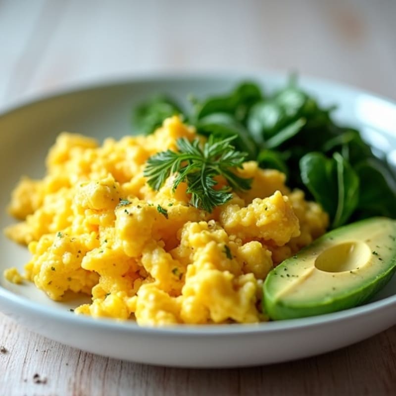 Creamy Scrambled Eggs with Spinach and Avocado