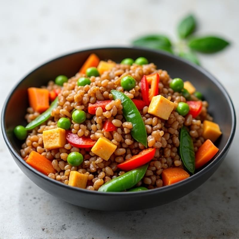 Lentil and Vegetable Stir Fry with Edamame