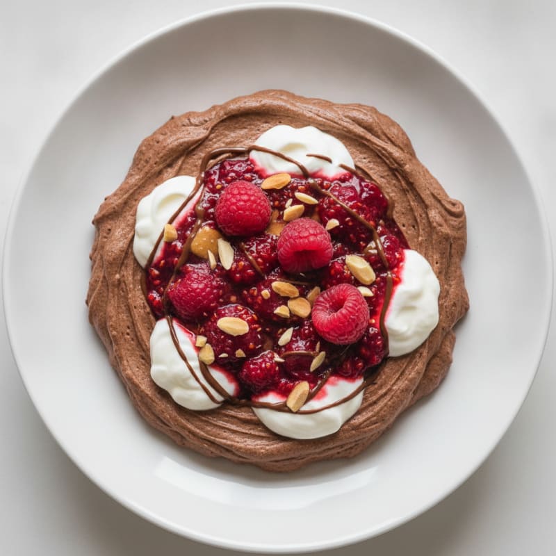Silky Chocolate Protein Pudding with Greek Yogurt and Berry Compote