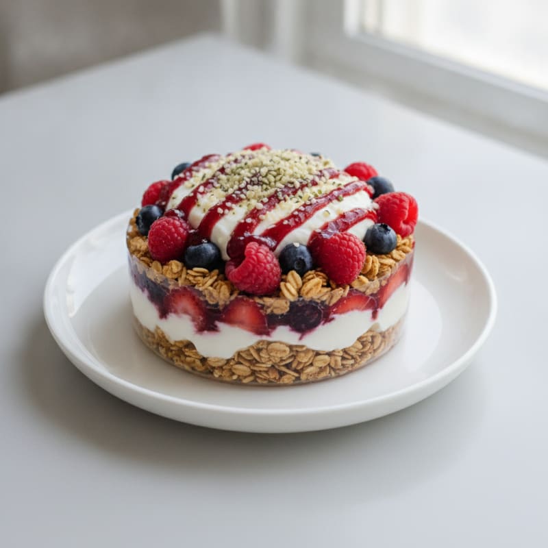Greek Yogurt Parfait with Mixed Berries and Protein Granola