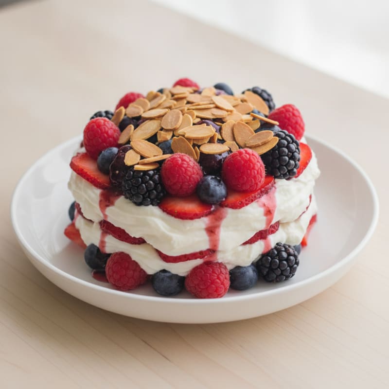 Greek Yogurt Protein Parfait with Mixed Berries and Almonds