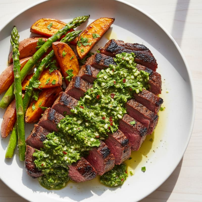 Smoky Grilled Steak with Zesty Chimichurri