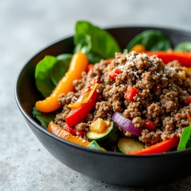 Savory Ground Beef and Roasted Vegetable Bowl