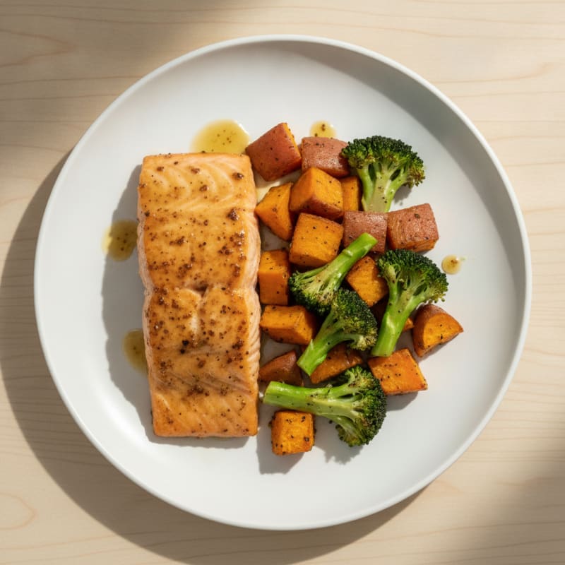 Maple-Glazed Salmon with Roasted Sweet Potatoes