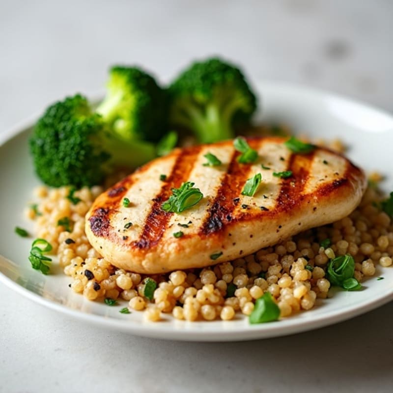 Grilled Chicken Breast with Quinoa and Steamed Broccoli