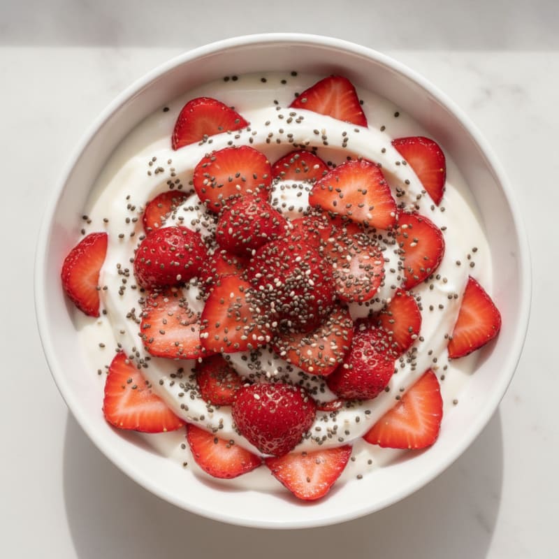 Greek Yogurt with Fresh Strawberries and Chia Seeds