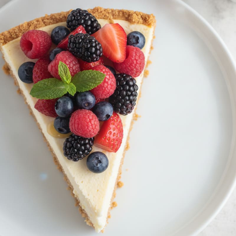 Greek Yogurt Protein Cheesecake with Mixed Berries