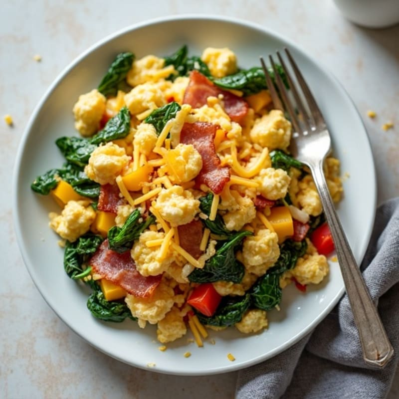 Egg White Scramble with Spinach and Turkey Bacon