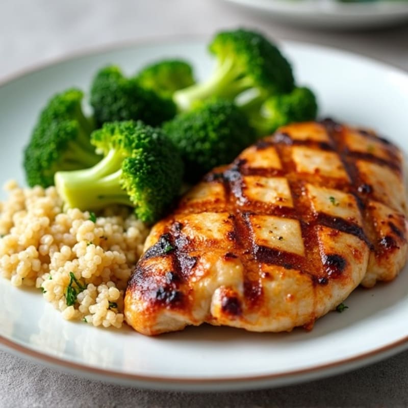 Grilled Chicken Breast with Quinoa and Steamed Broccoli