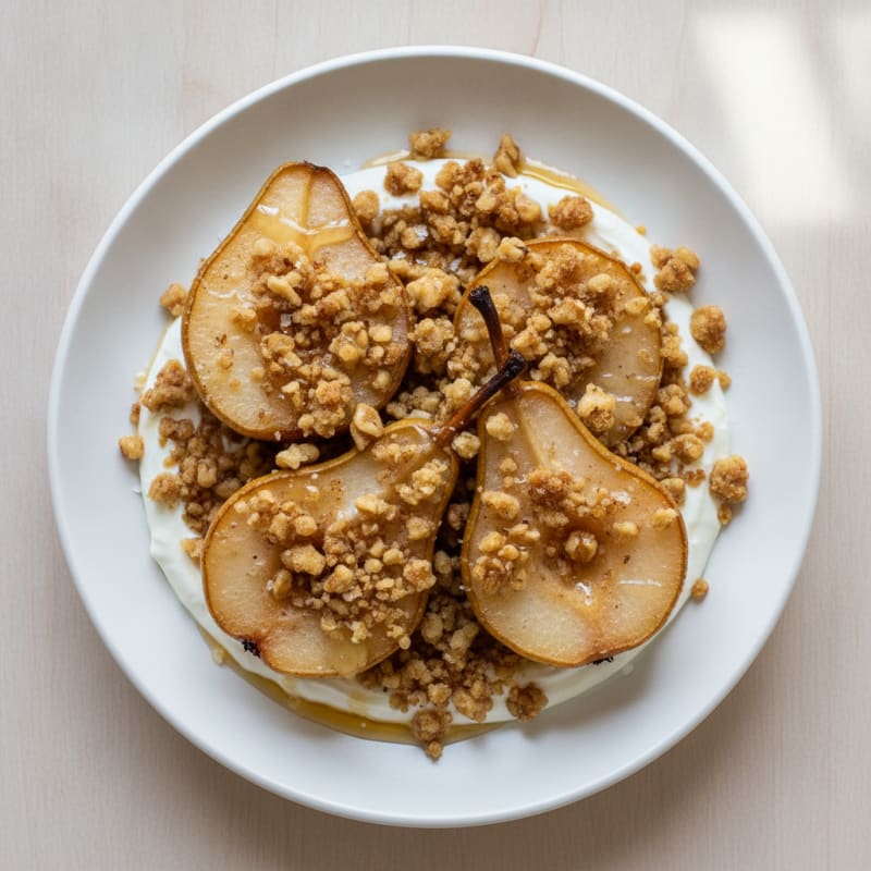 Roasted Pears with Honey-Walnut Crumble