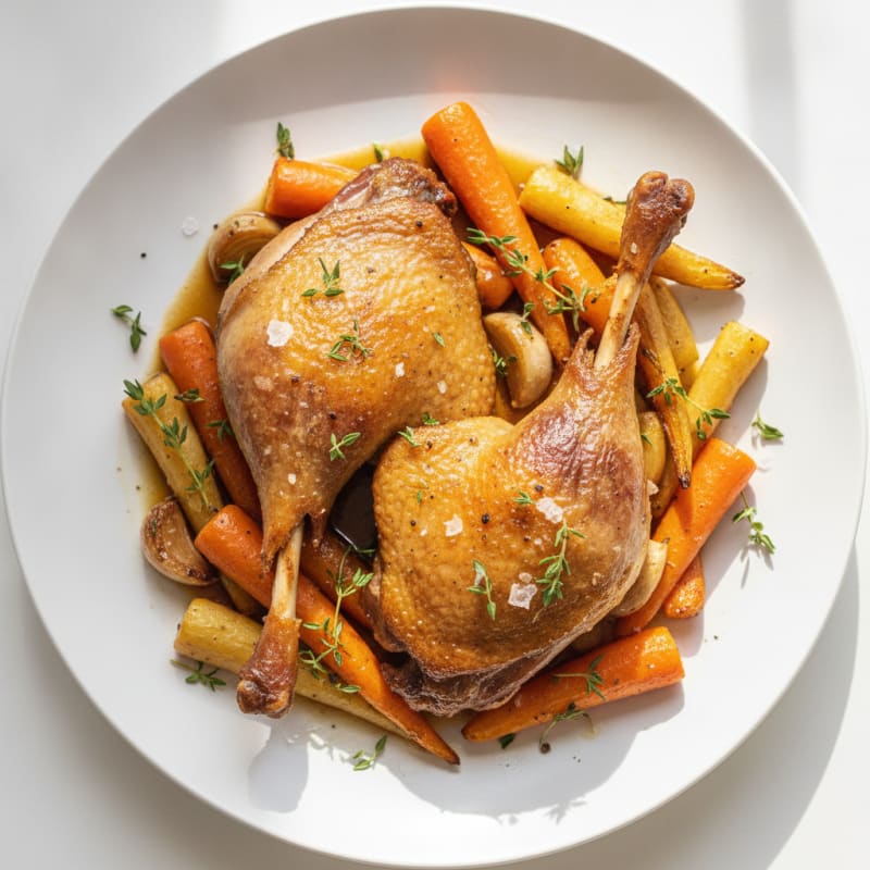 Duck Confit with Roasted Root Vegetables