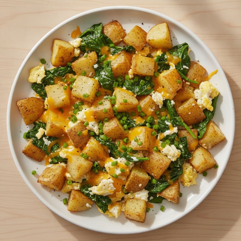 Cheesy Spinach and Potato Hash