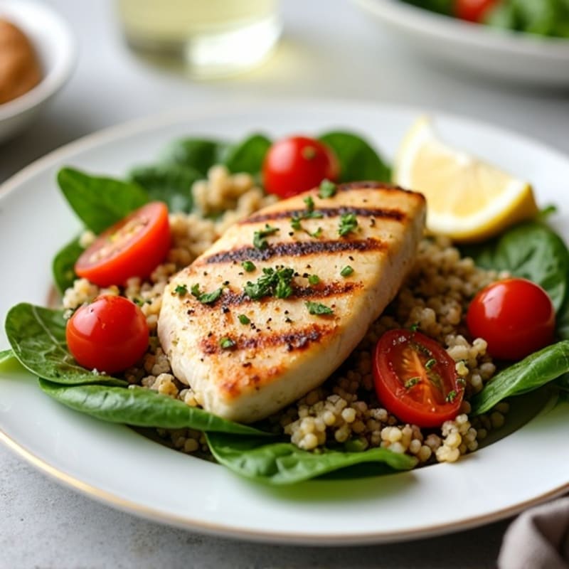 Grilled Chicken Breast with Spinach Quinoa Salad