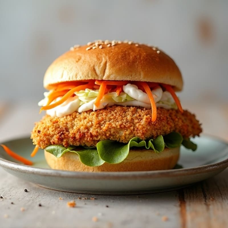 Crispy Baked Chicken Sandwich with Greek Yogurt Slaw