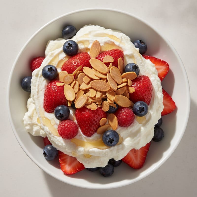 Greek Yogurt Protein Parfait with Mixed Berries and Almonds