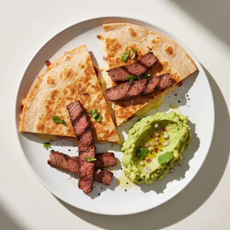 Carne Asada Quesadillas with Guacamole