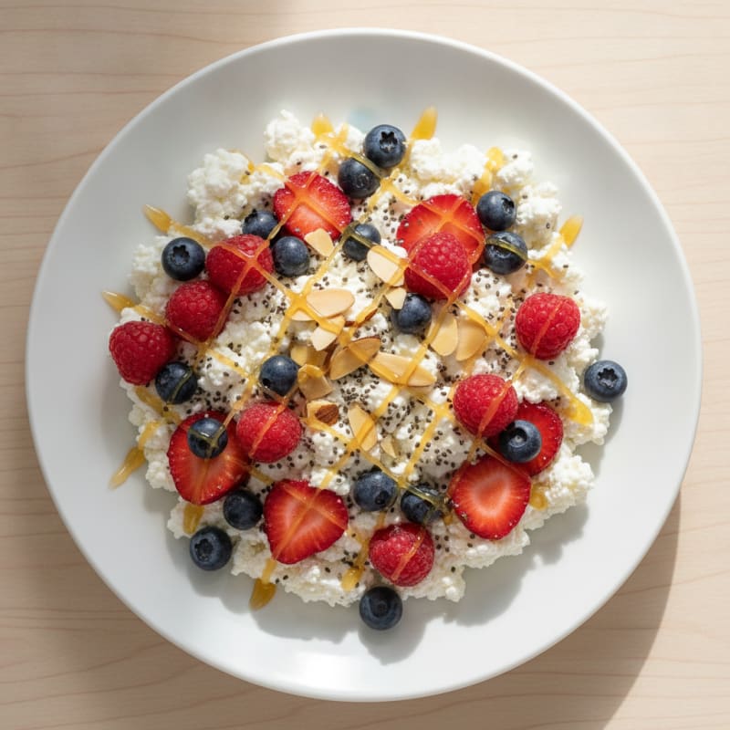 Cottage Cheese Berry Parfait with Chia Seeds