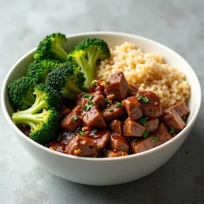 Savory Garlic-Ginger Beef and Crisp Broccoli Rice Bowl
