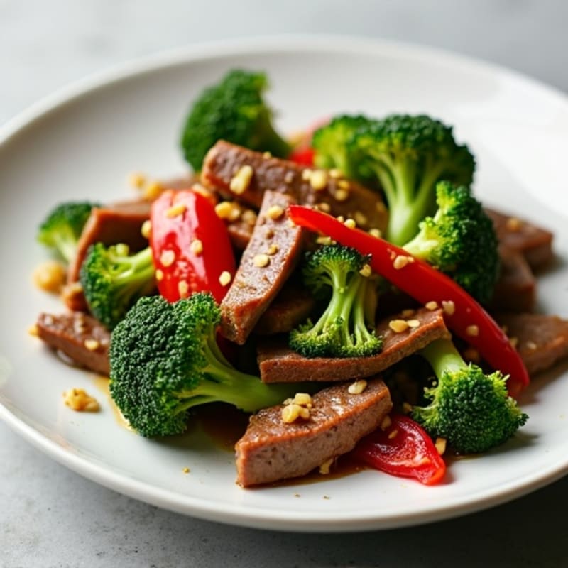 Garlic-Ginger Beef with Crisp Broccoli Stir-Fry