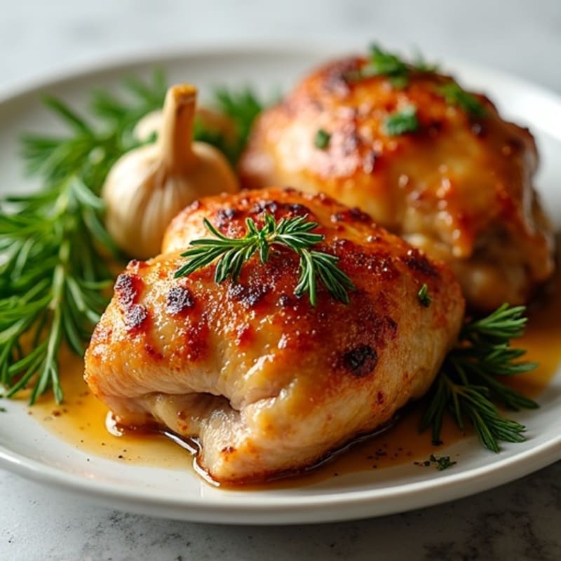 Crispy Herb-Roasted Chicken Thighs with Garlic