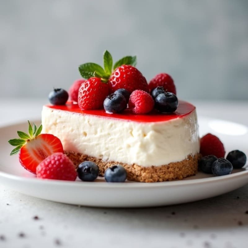 Greek Yogurt Protein Cheesecake with Fresh Berries