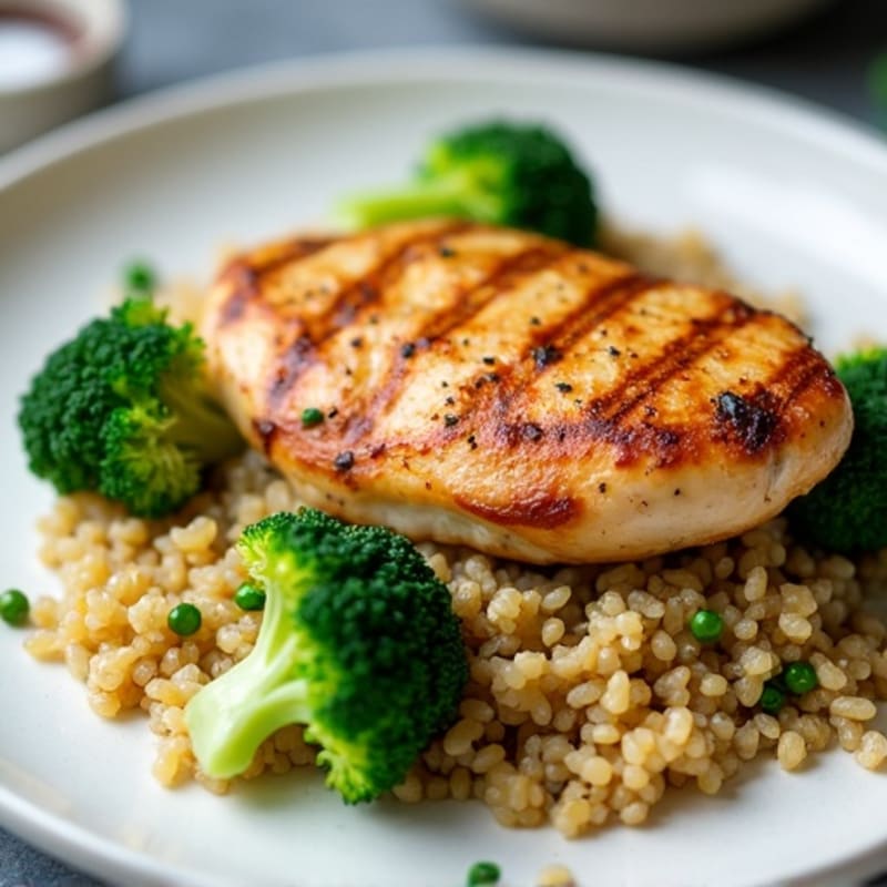 Grilled Chicken Breast with Roasted Broccoli and Quinoa