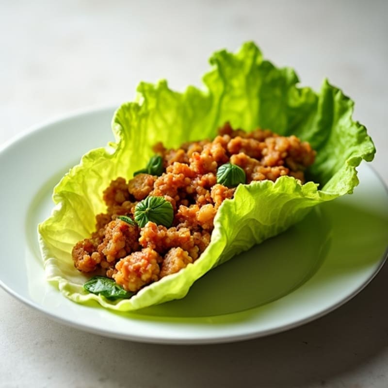 Crispy Garlic-Ginger Chicken Mince Lettuce Wraps