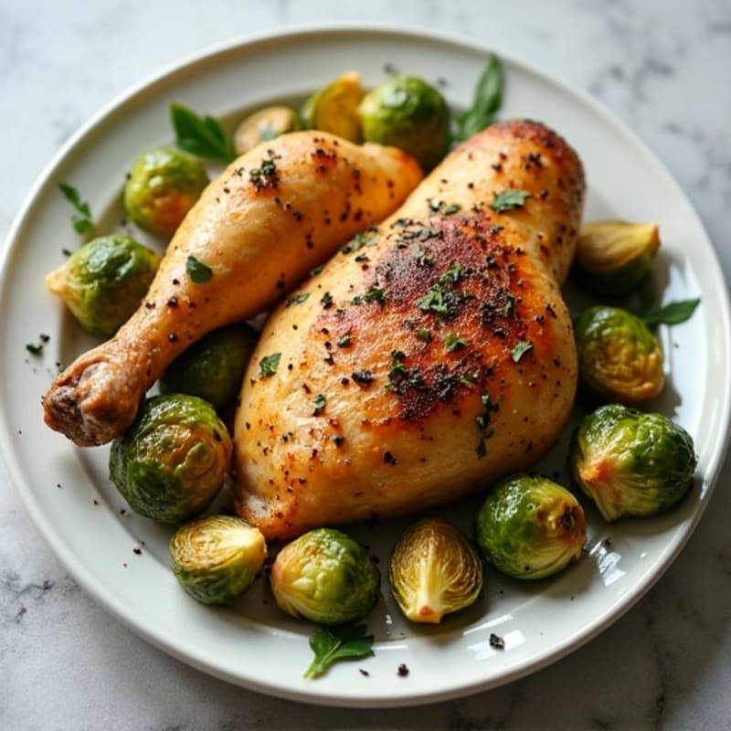 Garlic Herb Roasted Chicken with Crispy Brussels Sprouts