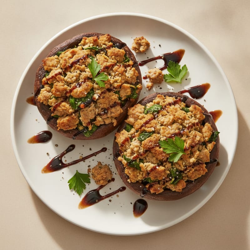 Herb-Stuffed Portobello Mushrooms with Balsamic Glaze