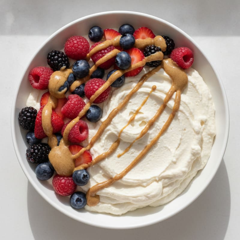 Silky Greek Yogurt Protein Mousse with Mixed Berries
