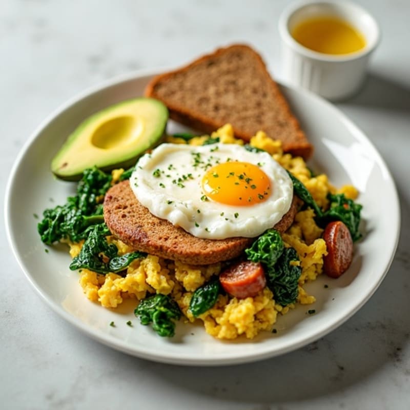 Egg White and Turkey Sausage Scramble with Spinach