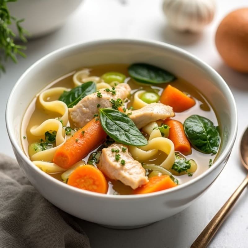 Hearty Chicken Noodle Soup with Fresh Vegetables