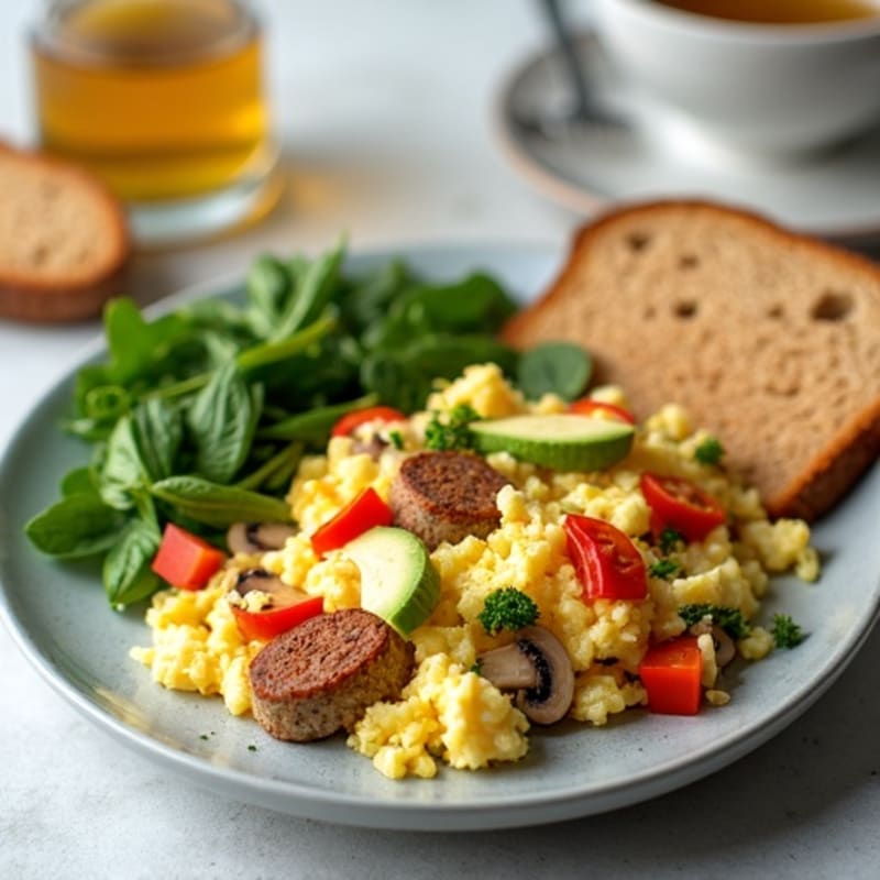 Egg White Veggie Scramble with Turkey Sausage