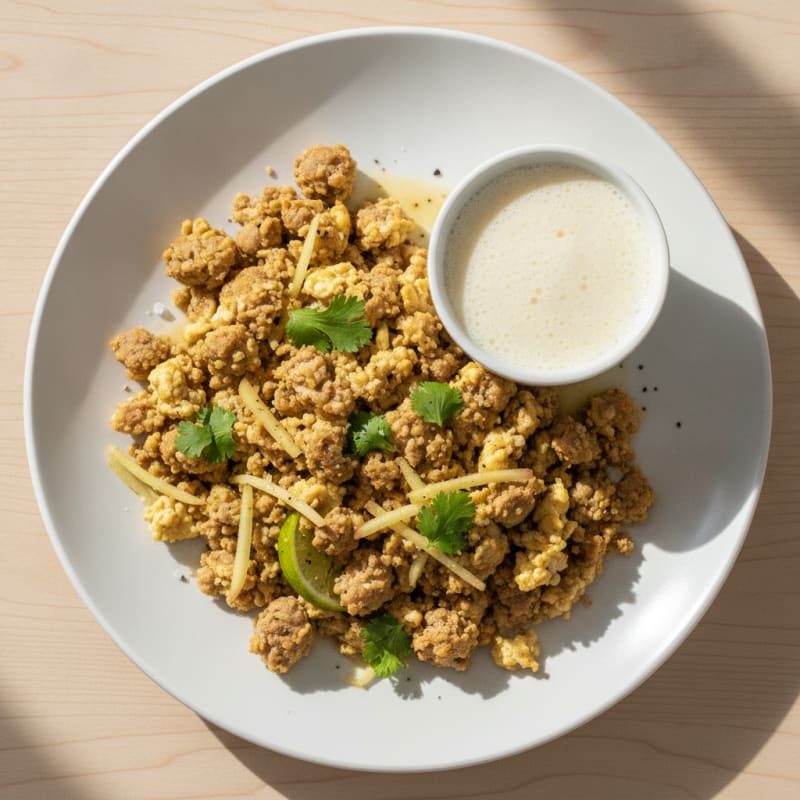 Ginger-Lime Impossible Scramble with Protein Shake