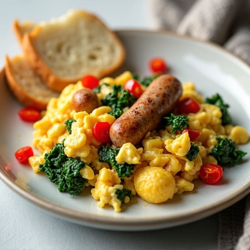 Egg White Scramble with Turkey Sausage and Spinach