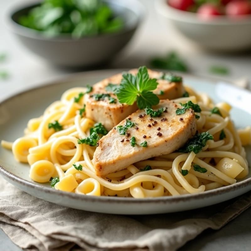 Healthy Creamy Chicken Alfredo Pasta