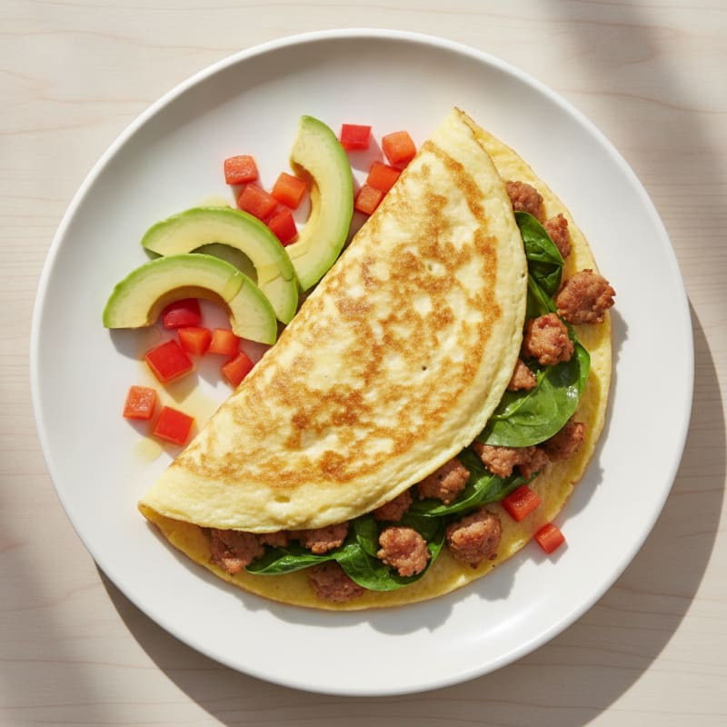 Egg White Spinach Omelette with Turkey Sausage