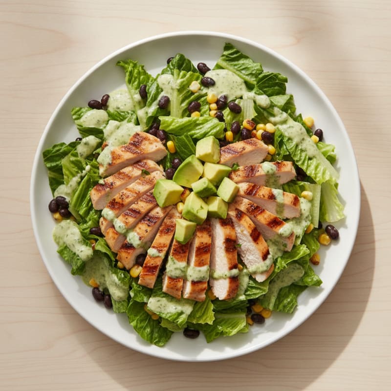 Grilled Chicken Salad with Black Beans and Crunchy Romaine