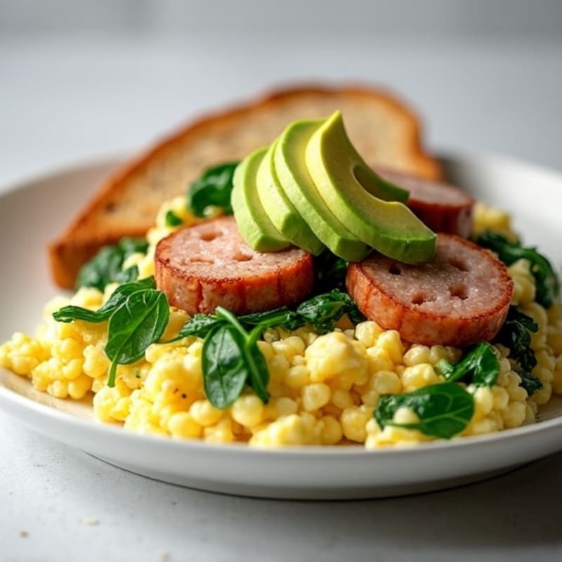 Scrambled Egg Whites with Spinach and Turkey Sausage
