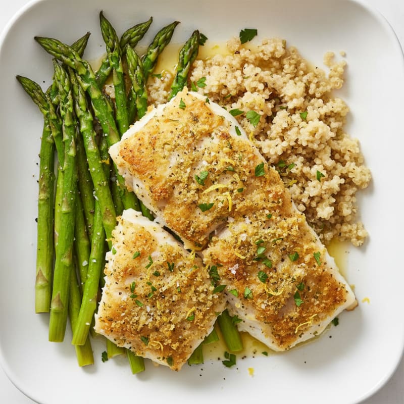 Lemon Herb Baked Cod with Roasted Asparagus